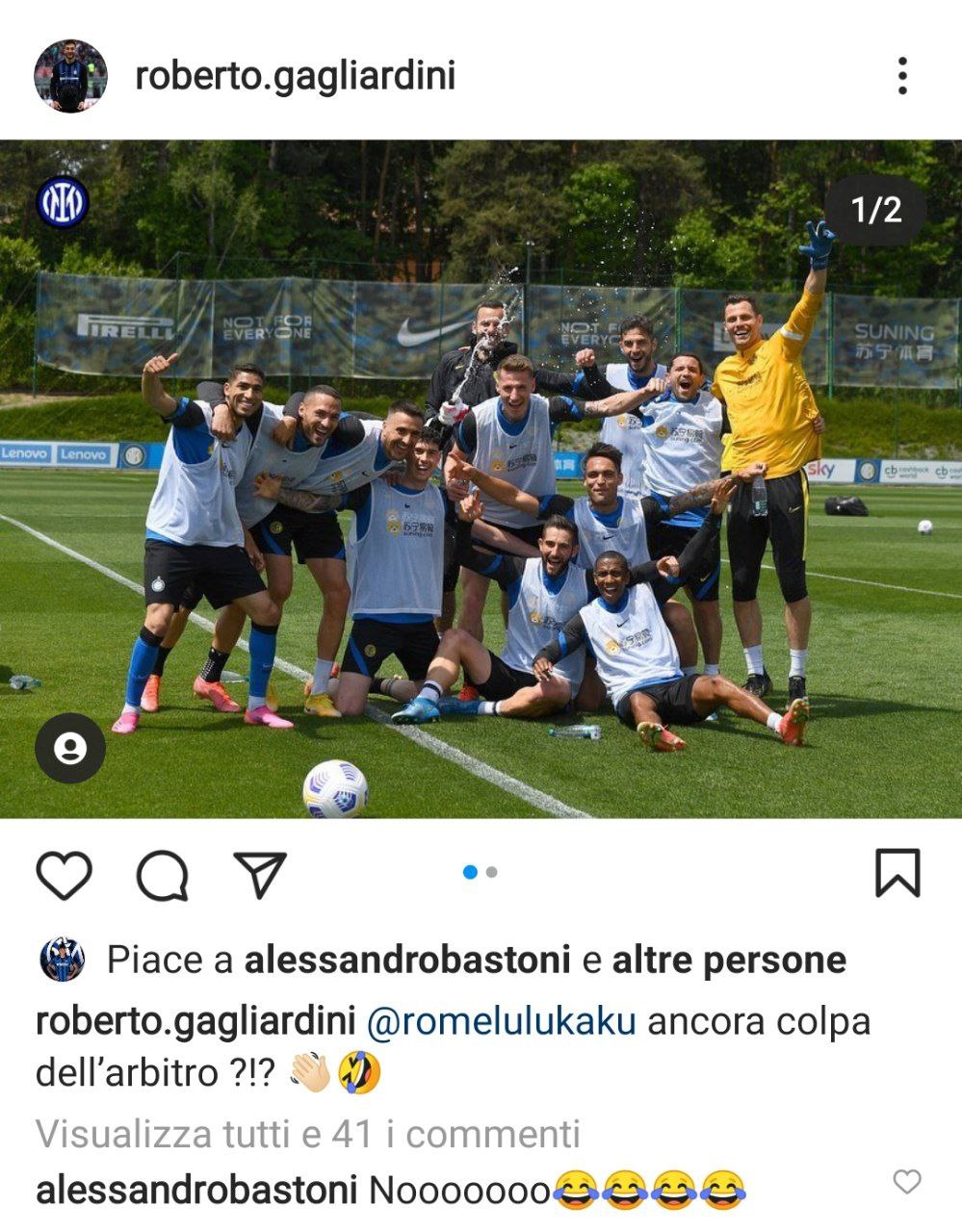 Gagliardini punzecchia Lukaku sui social: «Ancora colpa dell'arbitro?» - FOTO 29 photo 2021 05 21 17.17.55