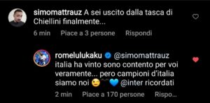 Lukaku risponde: «Uscito dalla tasca di Chiellini? Felice per l’Italia, ma noi abbiamo vinto lo scudetto» 29 CDE577BF E983 4B40 AD99 C7D649EC9A39