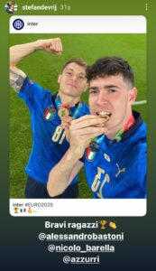 Italia, arrivano i complimenti di De Vrij a Barella e Bastoni - FOTO 29 WhatsApp Image 2021 07 12 at 09.25.54