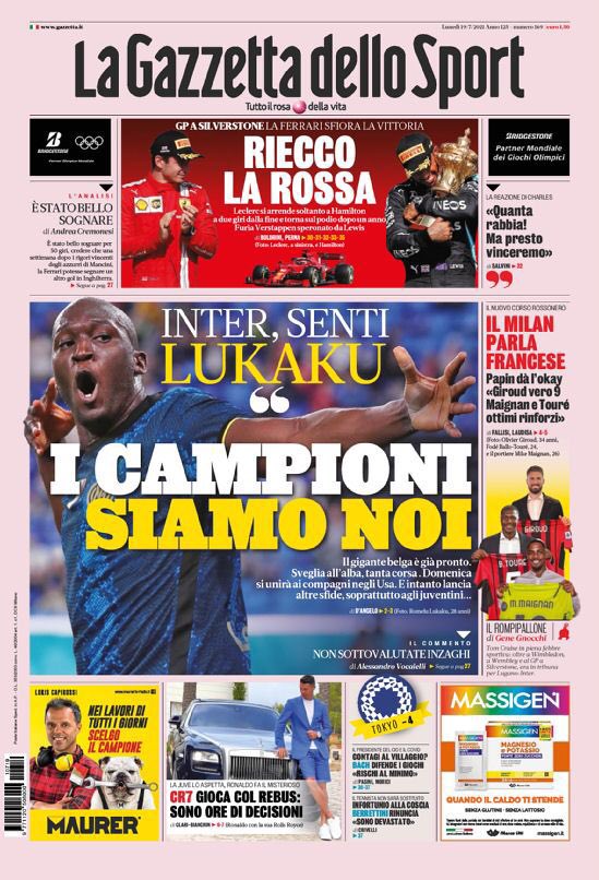 Le Prime Pagine dei Quotidiani Sportivi di Oggi – 19 luglio 27 WhatsApp Image 2021 07 19 at 07.41.03