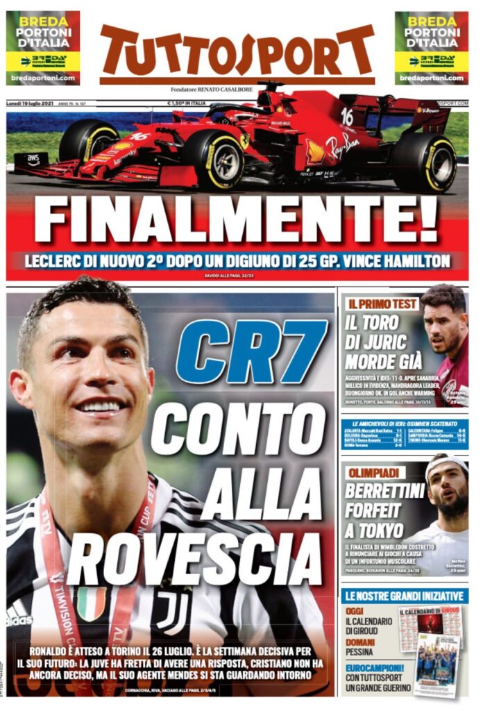 Le Prime Pagine dei Quotidiani Sportivi di Oggi – 19 luglio 29 WhatsApp Image 2021 07 19 at 07.41.04