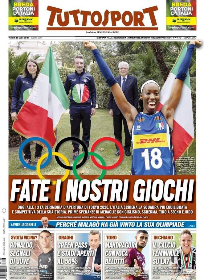 Le Prime Pagine dei Quotidiani Sportivi di Oggi – 23 luglio 27 WhatsApp Image 2021 07 23 at 07.31.15 1