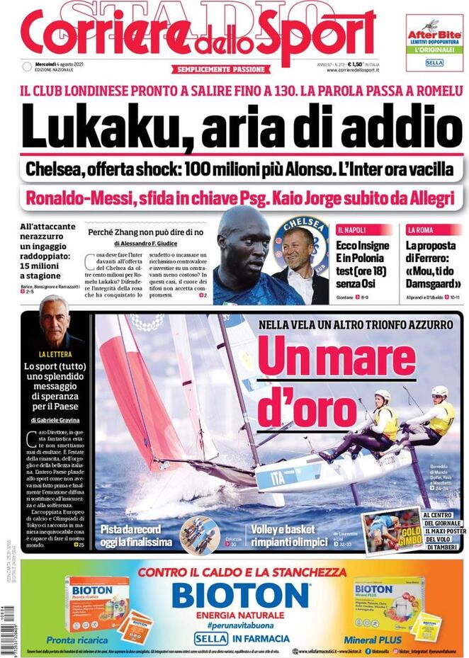 Le Prime Pagine dei Quotidiani Sportivi di Oggi – 4 agosto 29 WhatsApp Image 2021 08 04 at 07.39.28