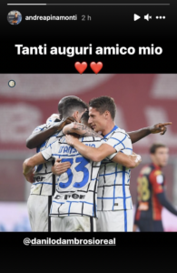 D'Ambrosio, ecco gli auguri dell'ex Pinamonti - FOTO 29 Schermata 2021 09 09 alle 21.45.49
