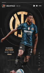 Dumfries si prepara alla gara con la Sampdoria - FOTO 29 Schermata 2021 09 11 alle 20.19.34