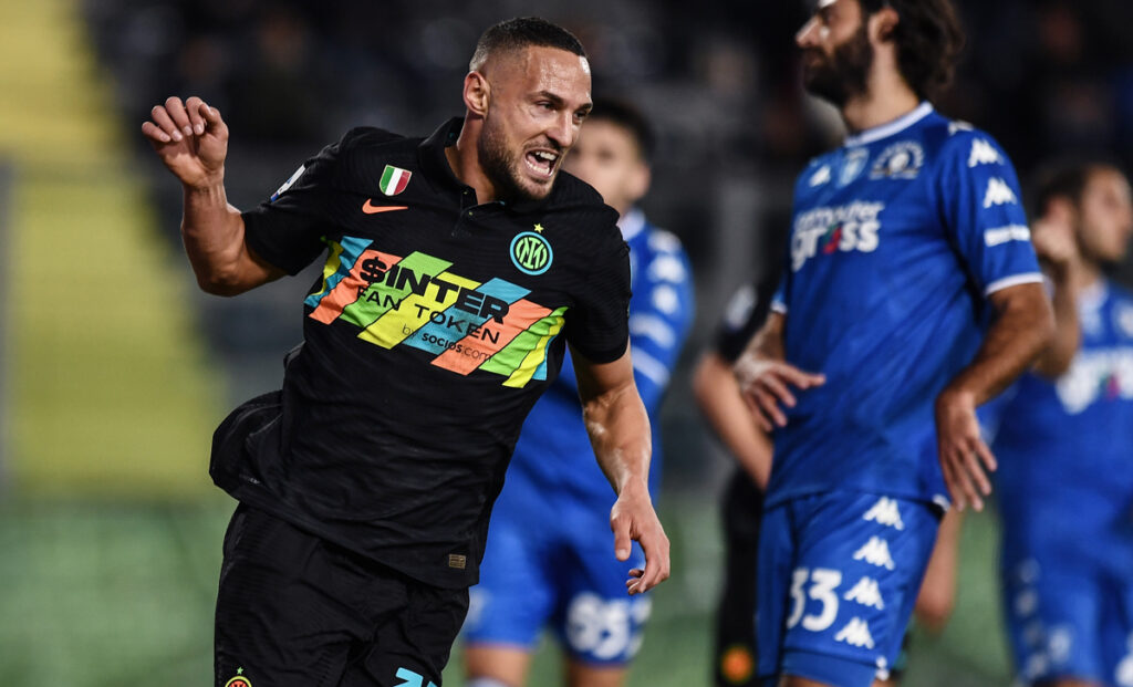 D'Ambrosio al 45': «L'abbraccio a Dumfries? Siamo tutti allo stesso livello» 1 Esultanza DAmbrosio
