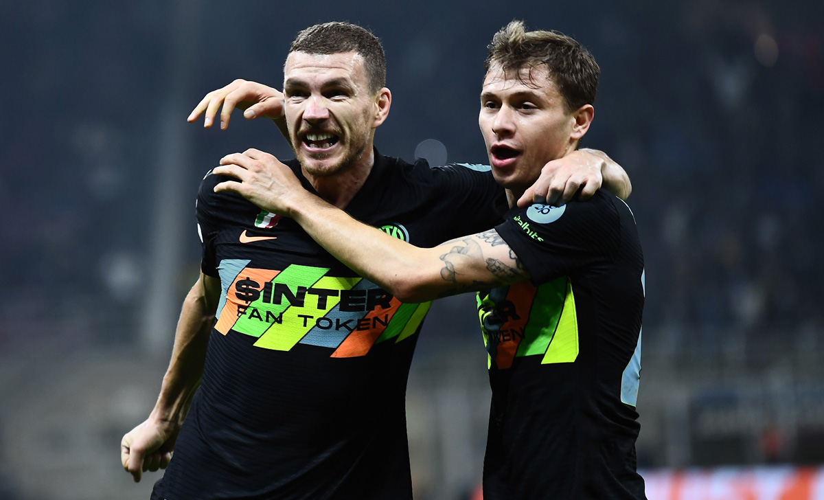 Esultanza Dzeko Barella