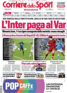 Le Prime Pagine dei Quotidiani Sportivi di Oggi – 25 ottobre 28 cor 2