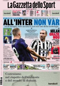 Le Prime Pagine dei Quotidiani Sportivi di Oggi – 25 ottobre 27 gazza 2