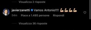 Conte Tottenham, anche Zanetti approva: «Vamos Antonio» 29 2021 11 02 17.58.19