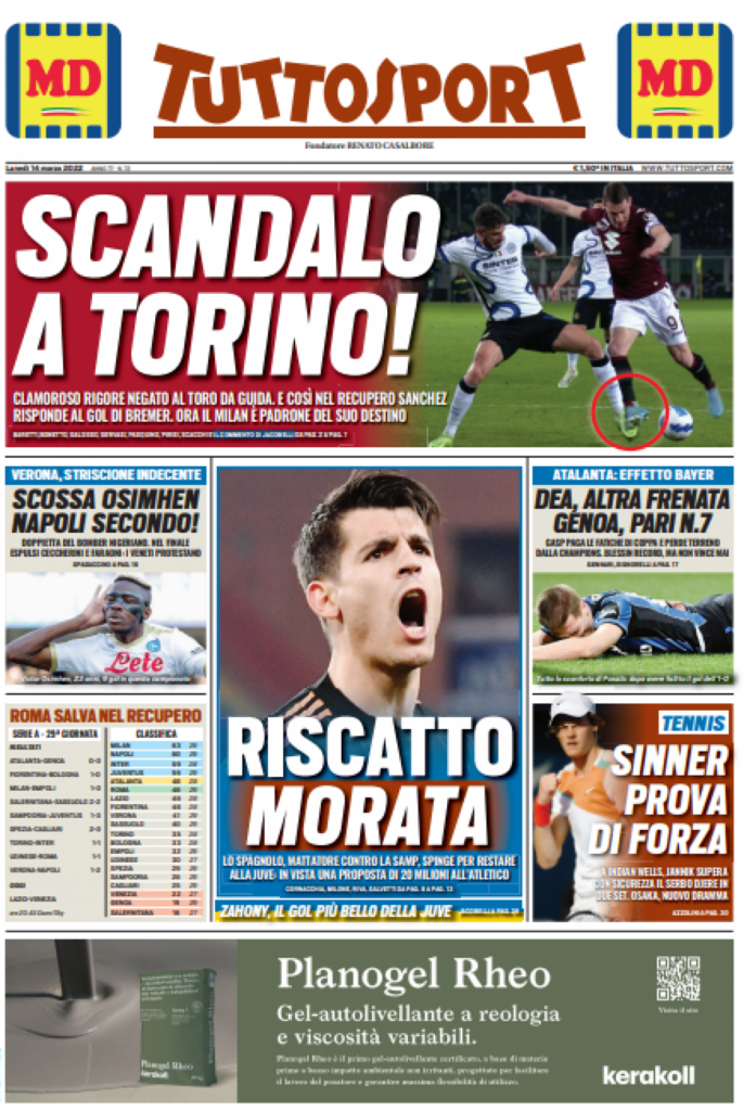 Le Prime Pagine dei Quotidiani Sportivi - 14 Marzo 28 A8F12A0A 4E53 4CCB A82E 16276DA8C15E
