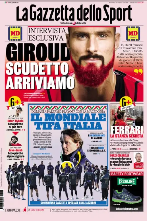 Le Prime Pagine dei Quotidiani Sportivi - 23 Marzo 27 Gazzetta dello Sport.jpg