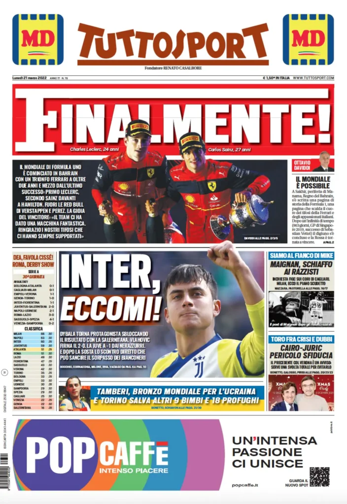 Le Prime Pagine dei Quotidiani Sportivi - 21 Marzo 28 WhatsApp Image 2022 03 21 at 00.31.17.jpeg