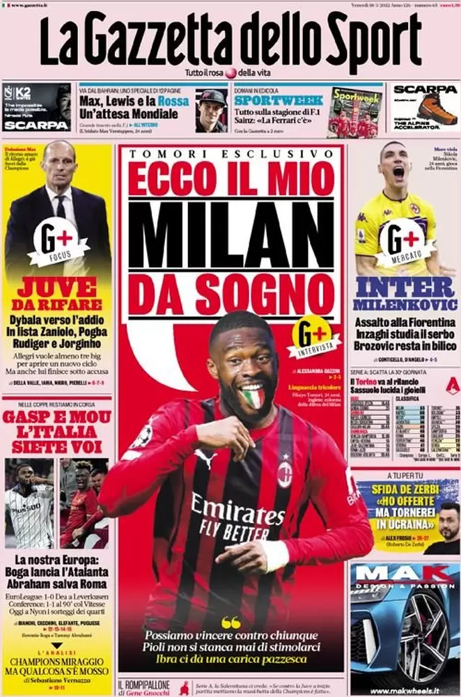 Le Prime Pagine dei Quotidiani Sportivi - 18 Marzo 27 la gazzetta dello sport 010040647