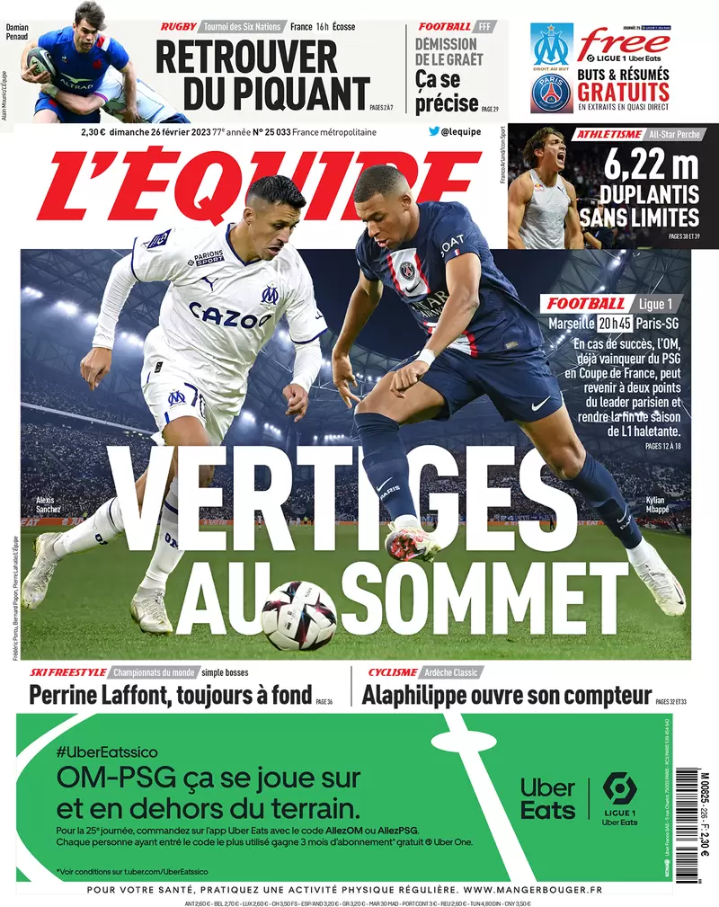 Le Prime Pagine dei Quotidiani Sportivi Internazionali - 26 febbraio 27 l equipe 005138228