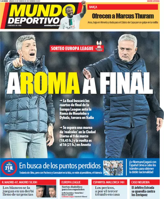 Le Prime Pagine dei Quotidiani Sportivi Internazionali - 26 febbraio 29 mundo deportivo 005737695