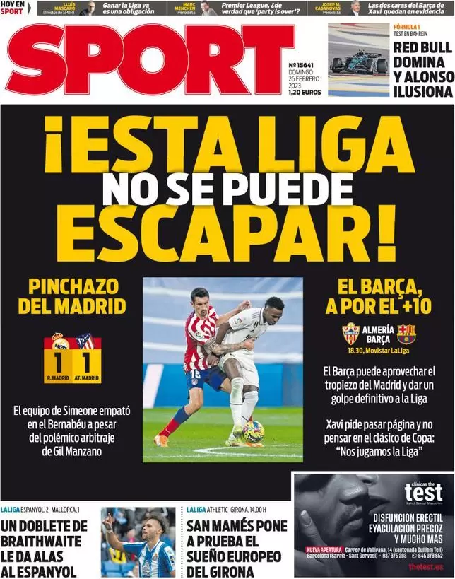 Le Prime Pagine dei Quotidiani Sportivi Internazionali - 26 febbraio 31 sport es 002115585
