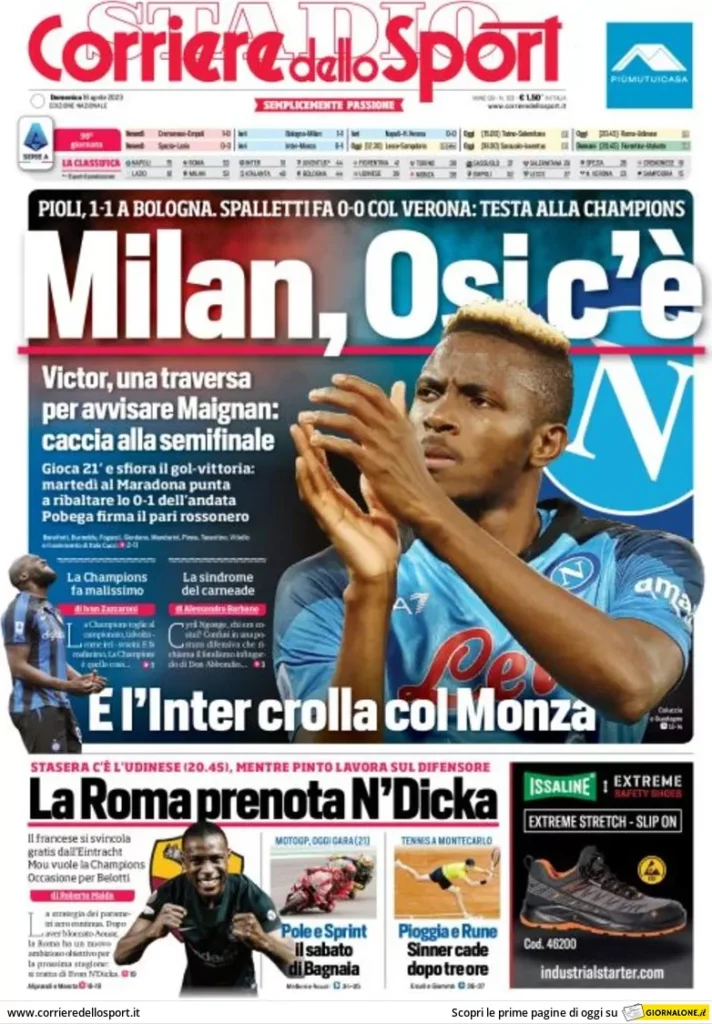 Rassegna Stampa- Prime pagine sportive di oggi, 16 aprile 28 corriere dello sport 004307423