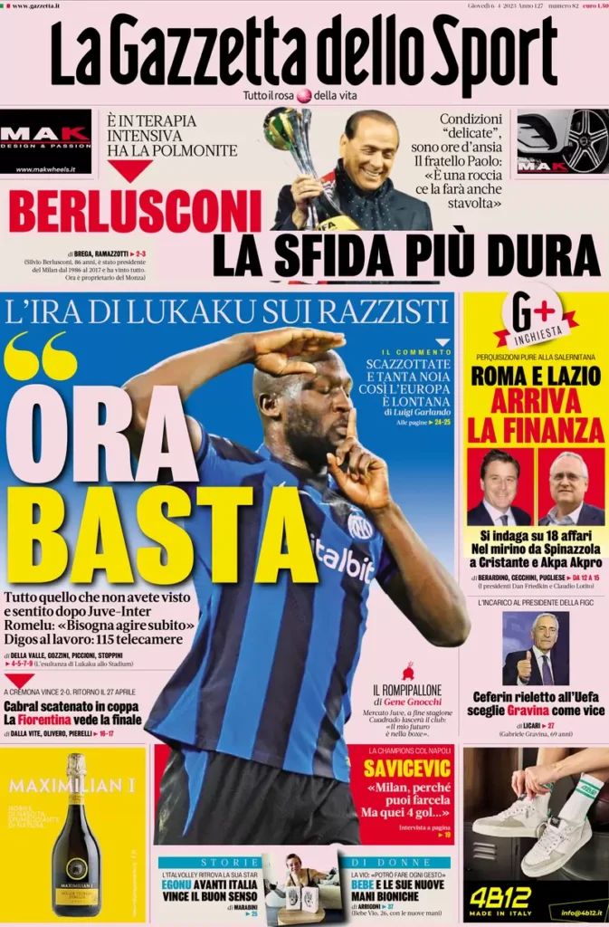 Rassegna Stampa - Le prime pagine sportive del 6 aprile 27 la gazzetta dello sport 071415553