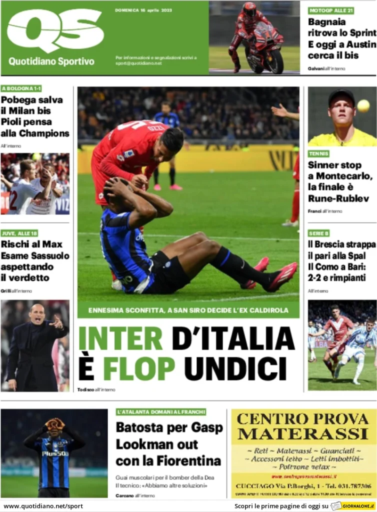 Rassegna Stampa- Prime pagine sportive di oggi, 16 aprile 30 qs quotidiano sportivo 055948592