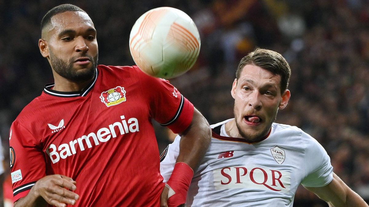 Bayer Leverkusen-Roma 0-0: i giallorossi volano in finale di Europa League 26 Tah Belotti imago1030039167h e1684443142319
