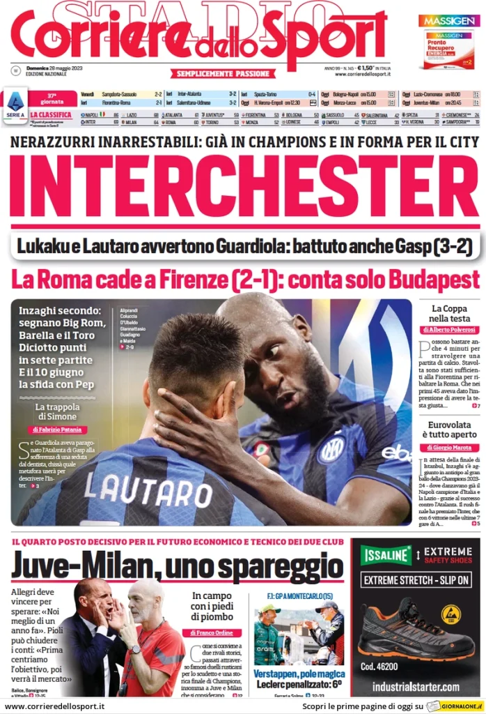 Rassegna stampa- le prime pagine sportive del 28 maggio 28 corriere dello sport 011202629