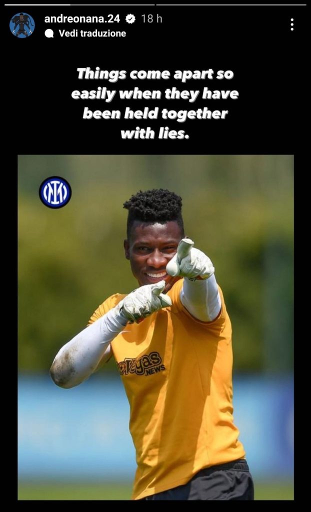 Onana risponde a Song: «Le cose si rompono se tenute insieme dalle bugie» 27 Immagine WhatsApp 2023 06 02 ore 16.34.57