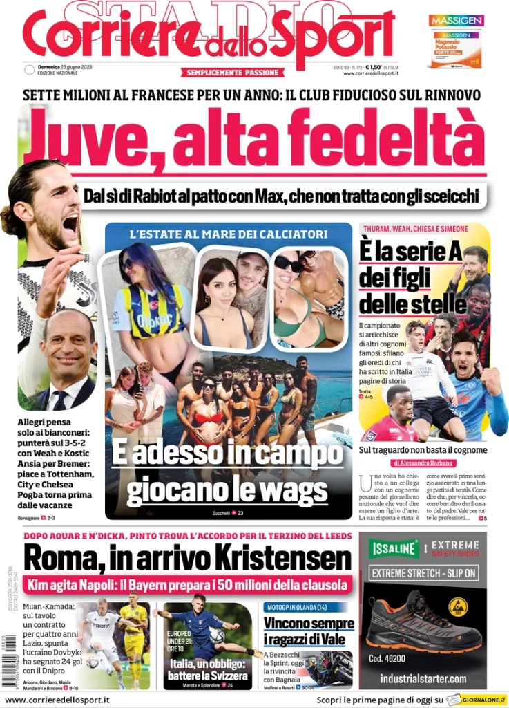 Rassegna Stampa- Le prime pagine sportive di oggi, 25 giugno 27 corriere dello sport 072500078