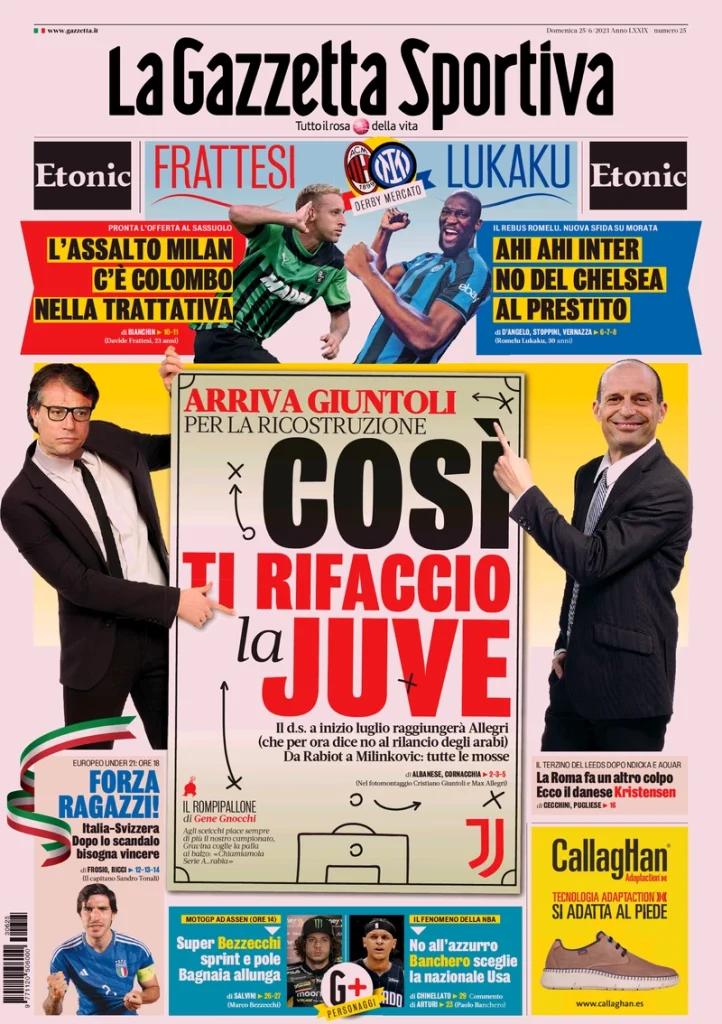 Rassegna Stampa- Le prime pagine sportive di oggi, 25 giugno 28 la gazzetta dello sport 072236304
