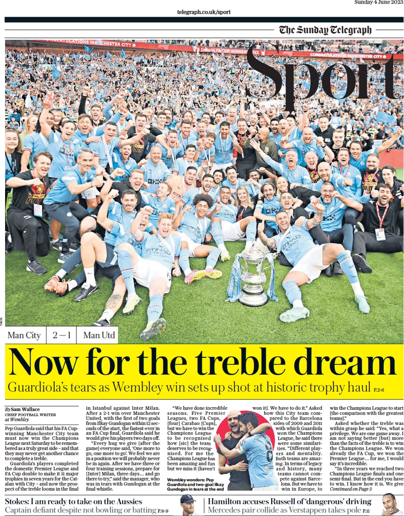 Prime Pagine sportive Internazionali di oggi, 4 giugno 28 the daily telegraph sport 033812831