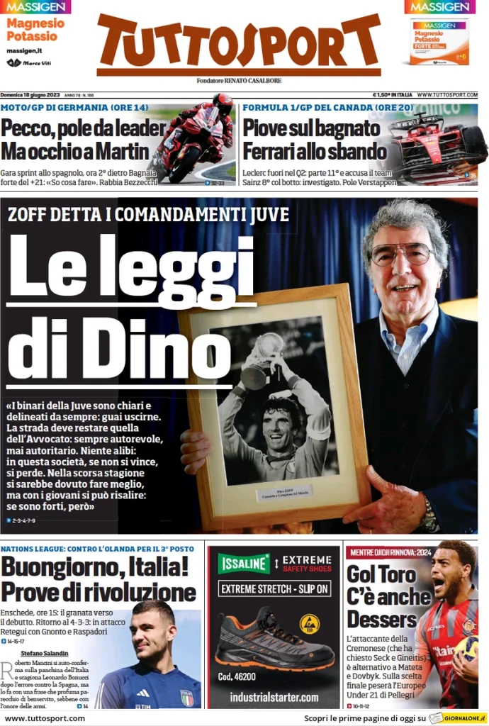 Rassegna Stampa- Prime Pagine sportive di oggi, 18 giugno 30 tuttosport 014513501