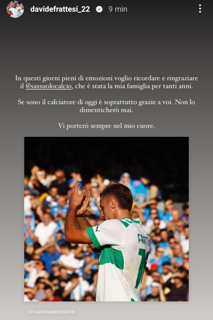 Frattesi saluta il Sassuolo: «Se sono il calciatore di oggi è grazie a voi» - FOTO 27 Immagine WhatsApp 2023 07 08 ore 16.10.52