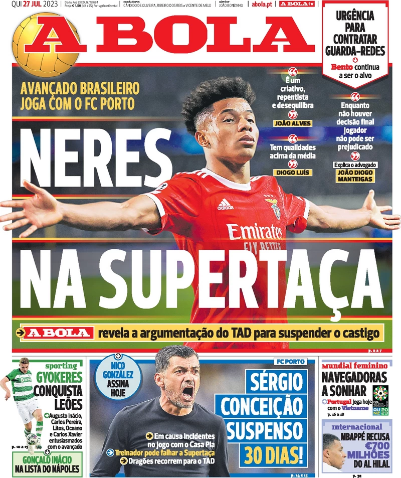 Le Prime Pagine dei Quotidiani Sportivi Internazionali - 27 luglio 27 a bola 050045989