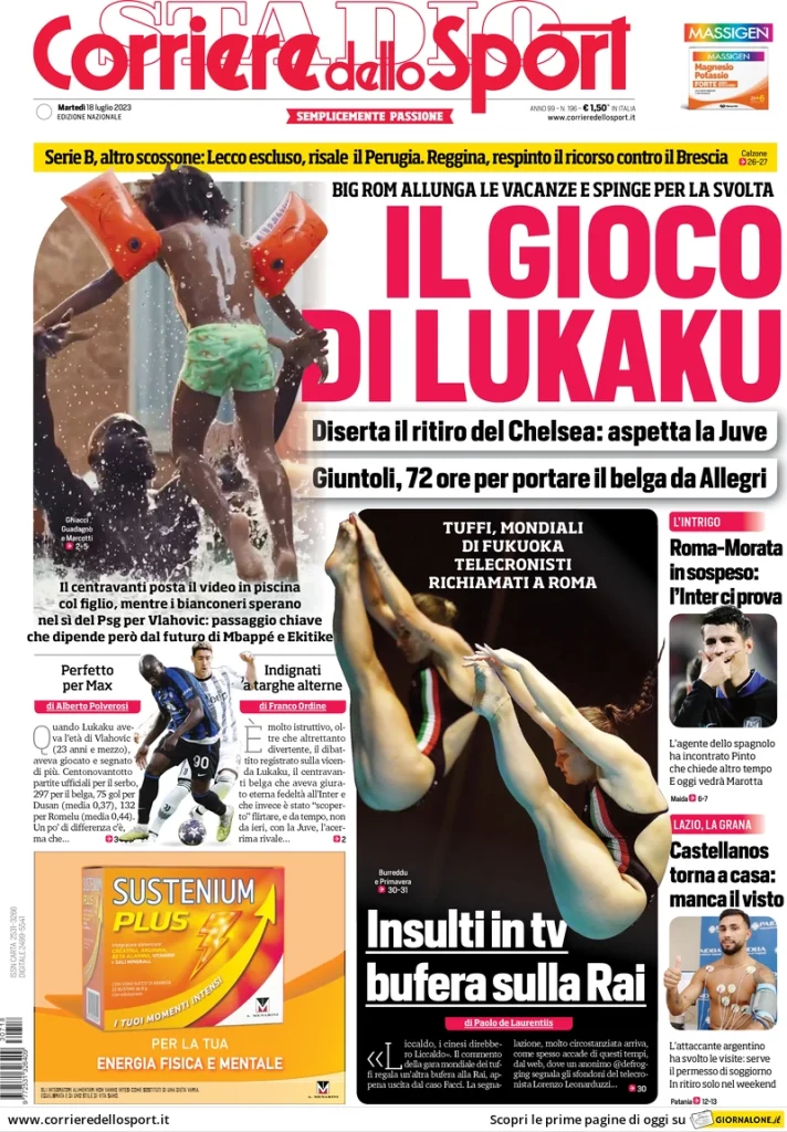 Rassegna Stampa - Prime pagine sportive di oggi, 18 luglio 27 corriere dello sport 065207426