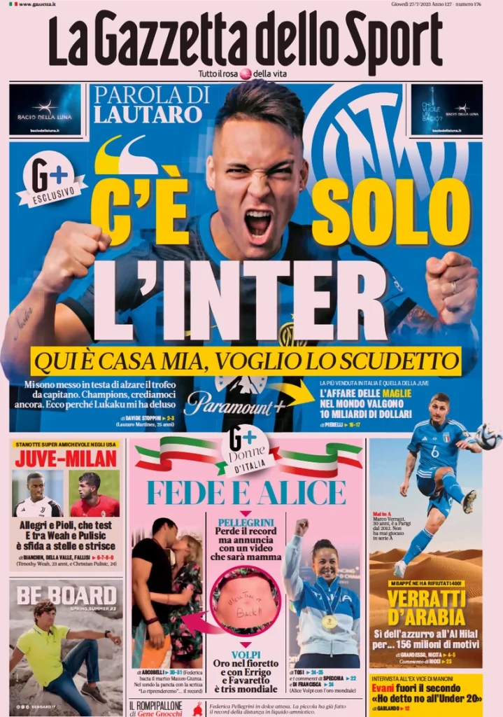 Rassegna Stampa - Prime pagine sportive di oggi, 27 luglio 27 la gazzetta dello sport 022307831
