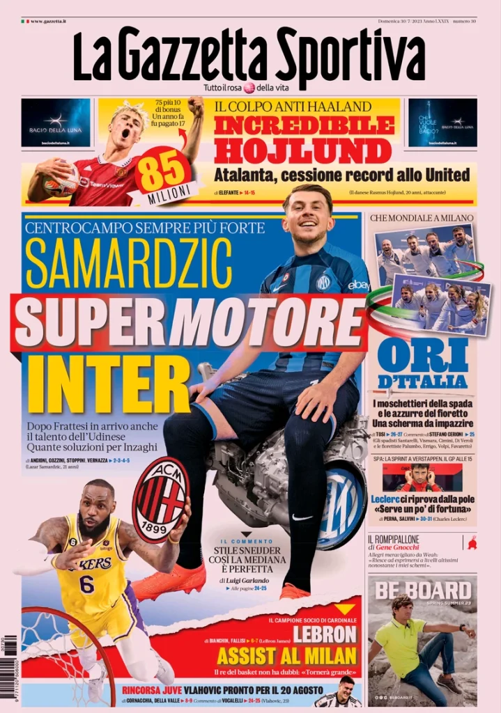 Prime Pagine dei Quotidiani Sportivi - 30 luglio 27 la gazzetta dello sport 072156625