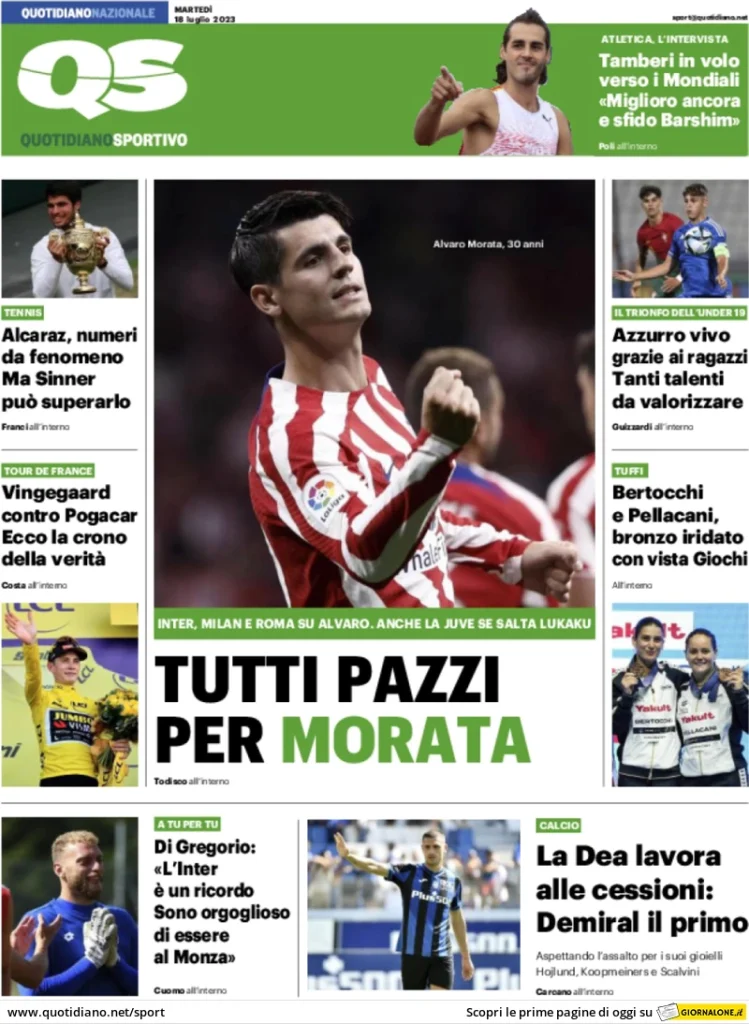 Rassegna Stampa - Prime pagine sportive di oggi, 18 luglio 29 qs quotidiano sportivo 055107619
