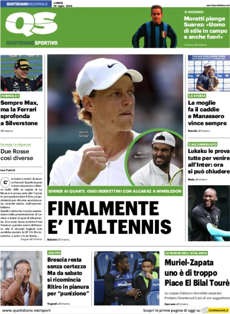 Rassegna Stampa- Prime Pagine Sportive dell'11 luglio 30 qs quotidiano sportivo 062106785