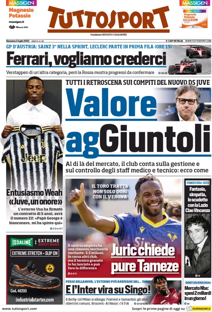 Rassegna Stampa- Le Prime Pagine Sportive del 2 luglio 29 tuttosport 014512705