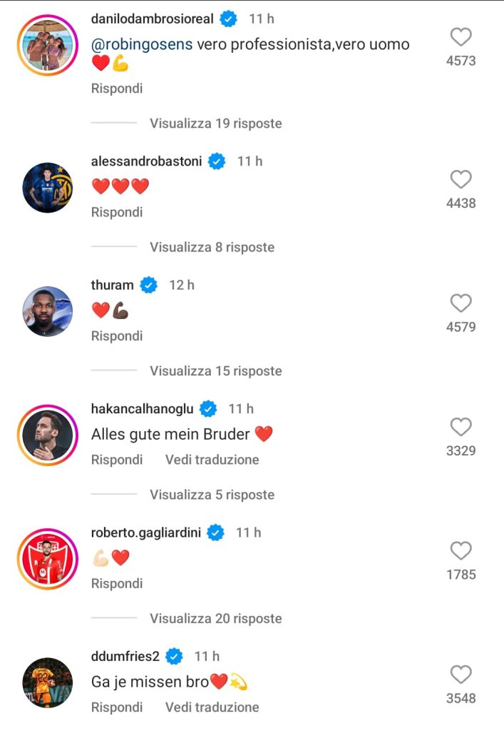 Gosens e il suo congedo dall'Inter: un'onda di affetto da parte degli ex compagni 27 Gosens Inter reazioni ex compagni