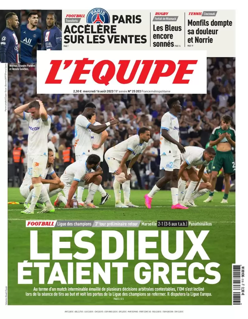 Le Prime Pagine dei Quotidiani Sportivi Internazionali - 17 agosto 28 l equipe 000101579