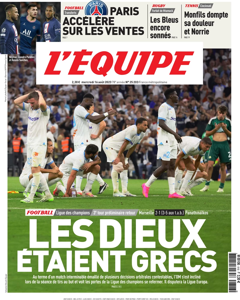 Le Prime Pagine dei Quotidiani Sportivi Internazionali - 16 agosto 30 l equipe 064407338