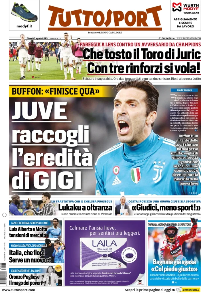 Le Prime Pagine dei Quotidiani Sportivi - 3 agosto 29 tuttosport 072108220