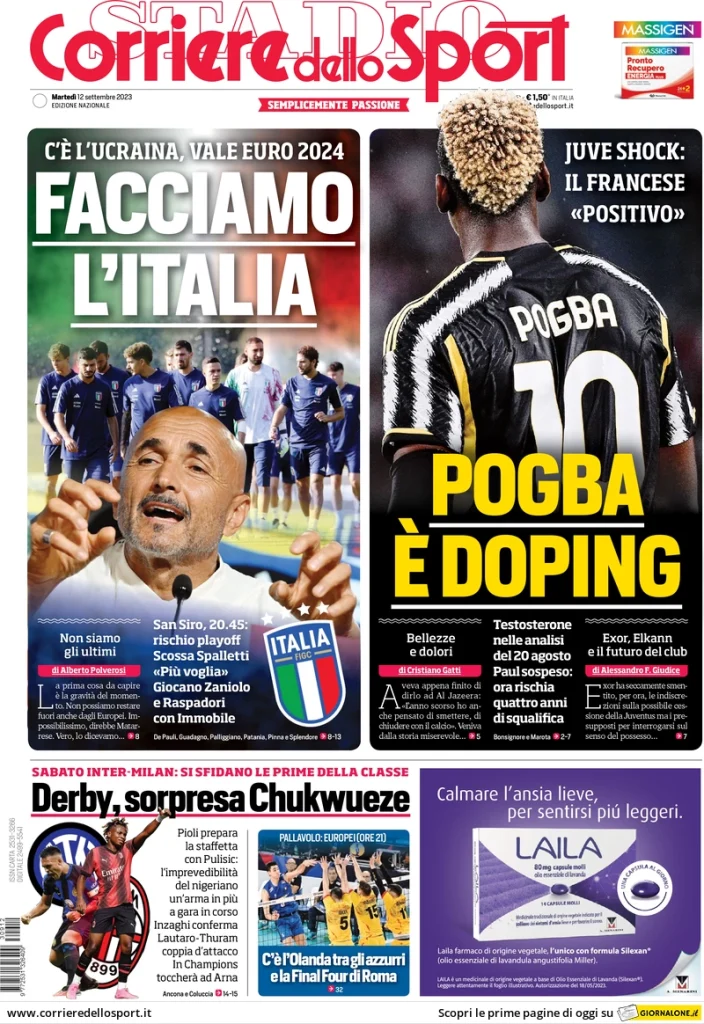 Prime Pagine Sportive Nazionali - 12 settembre 28 Corriere Sport