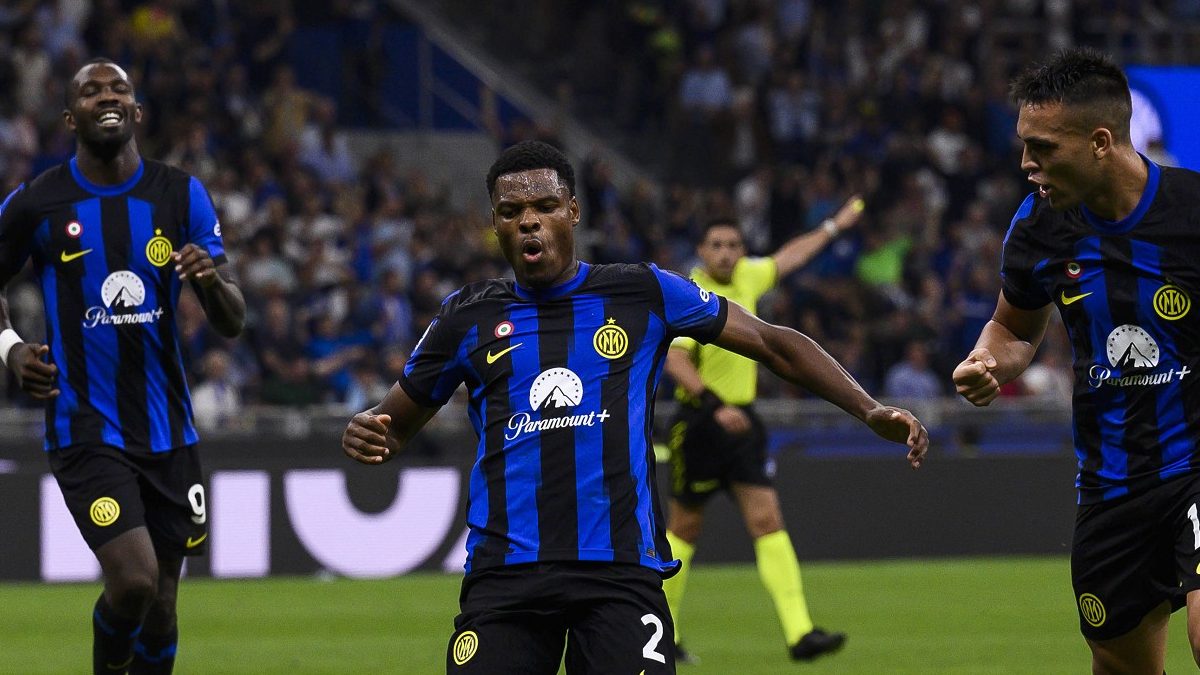 Pagelle Dumfries, problema muscolare non ancora smaltito col Frosinone 26 esult gol Dumfries imago1034866026h e1695848518515