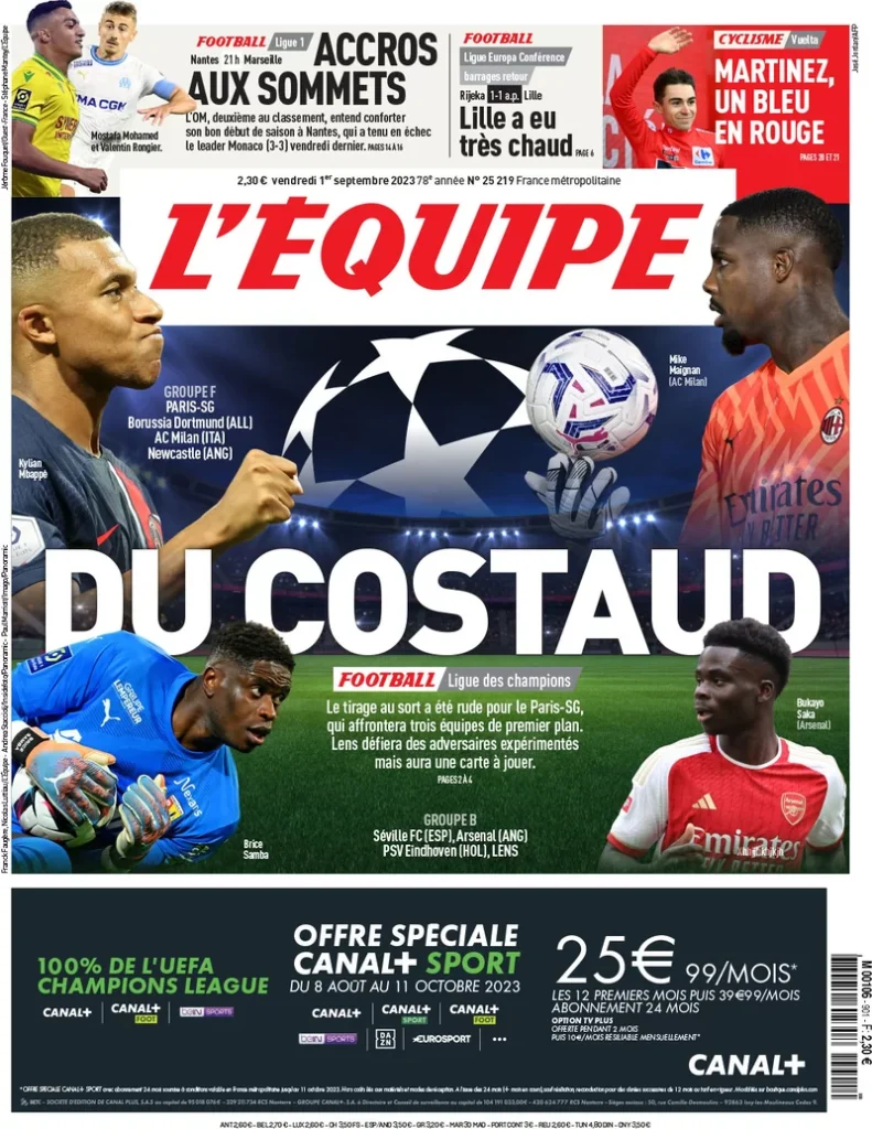 Le Prime Pagine dei Quotidiani Sportivi Internazionali - 1 settembre 29 l equipe 002716059