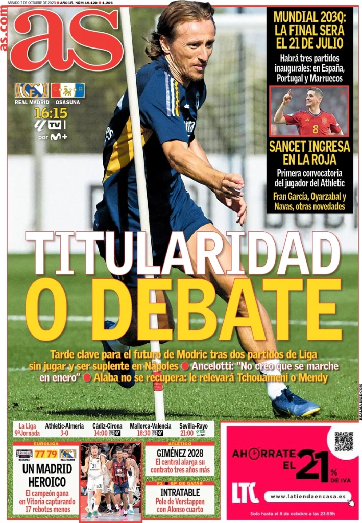 Le Prime Pagine Sportive Internazionali - 7 ottobre 28 As 3