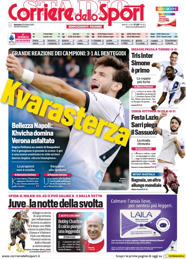 Le Prime Pagine Sportive Nazionali – 22 ottobre 28 Corriere Sport 5