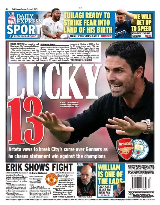 Le Prime Pagine Sportive Internazionali - 7 ottobre 29 Daily Express 1