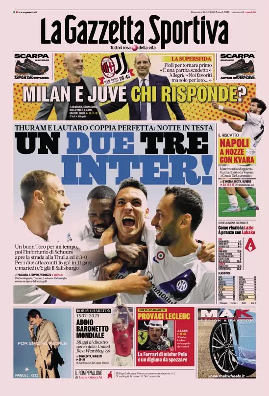 Le Prime Pagine Sportive Nazionali – 22 ottobre 27 Gazzetta dello Sport 5